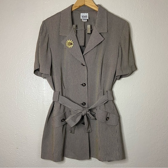 80s Vintage R&M Richards Blazer Dress Waist Tie Size 14 Karen Xwong - Picture 4 of 11